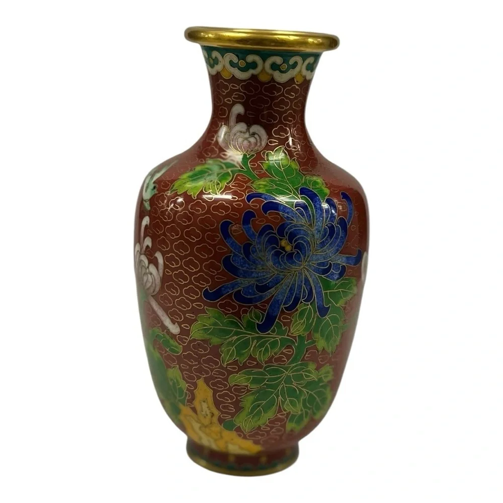 Elegant Floral Cloisonné Vase